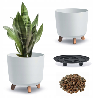 Kvetináč, črepník - Prosperplast kvetináč 29,8 cm x 29,8 x 28,5 cm priemer 29,8 cm biely plast + keramzit 1l